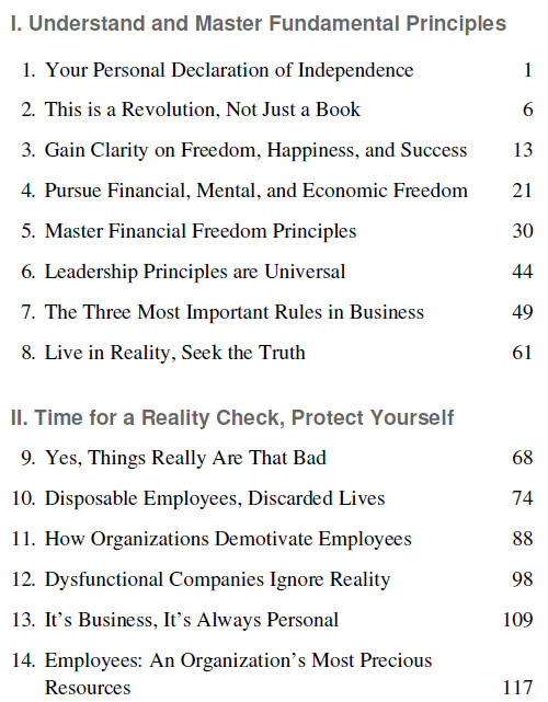 Pursue Your Freedom and Happiness - Table of Contents 1